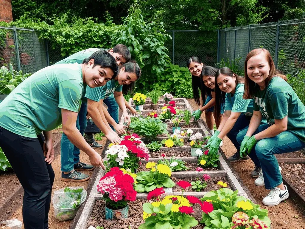 A heartwarming image depicting USU sports club members volunteering in a community service project organized by ASS AMICALE DES JOUEURS DE L’USU, demonstrating their commitment to social responsibility.