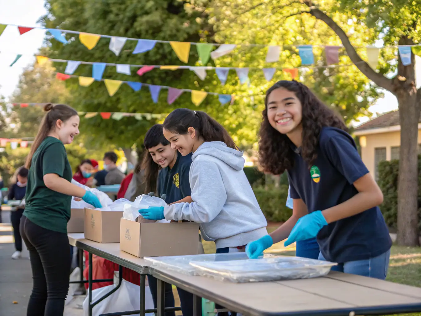 A photograph capturing a group of USU members volunteering at a local charity event, showcasing their commitment to giving back to the community.