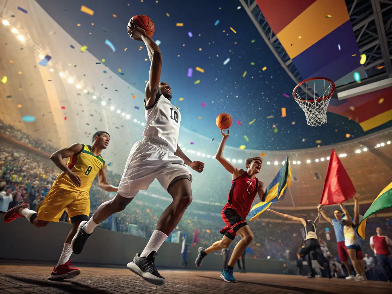 A dynamic image capturing USU sports club members actively participating in a sports tournament organized by ASS AMICALE DES JOUEURS DE L’USU, showcasing their competitive spirit and teamwork.